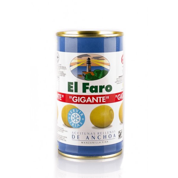 ACEITUNAS EL FARO RELLENAS ANCHOA 'GIGANTES' 350GR
