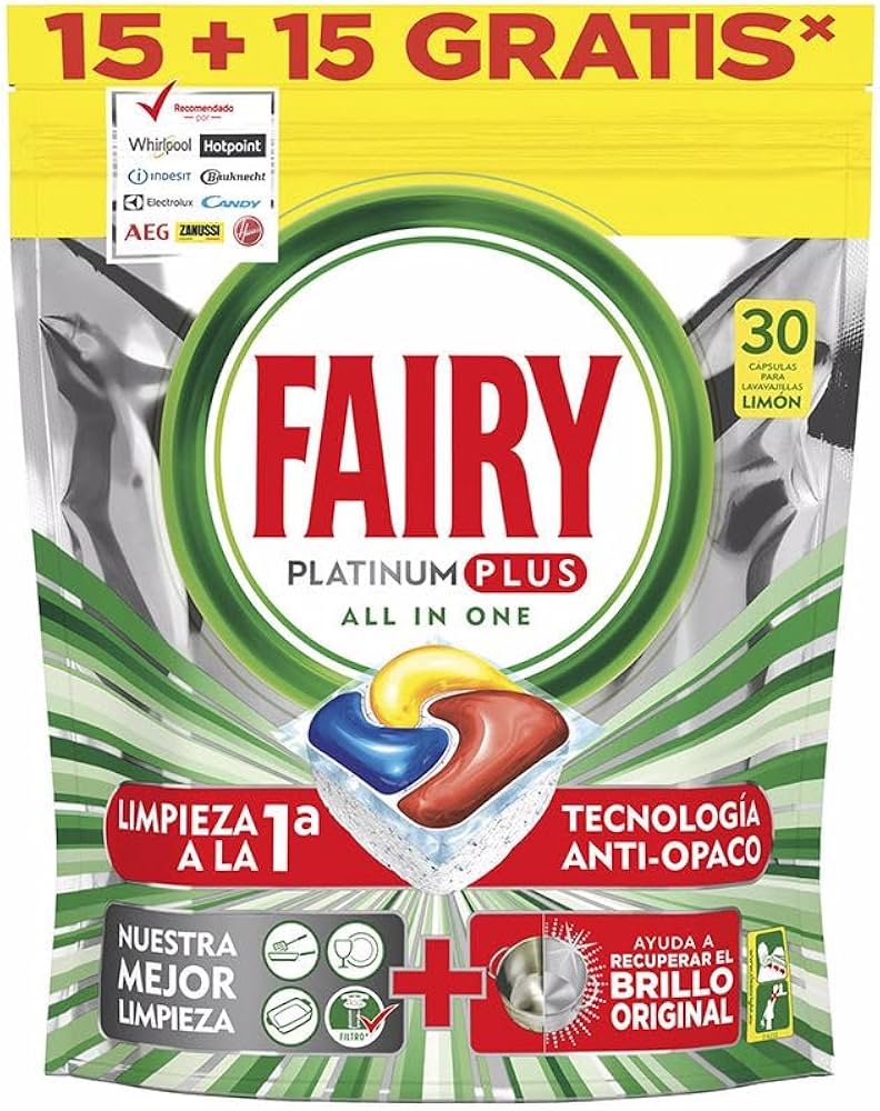 LAVAVAJILLAS FAIRY PLATINIUM PLUS LIMON 15+15 CAPSULAS
