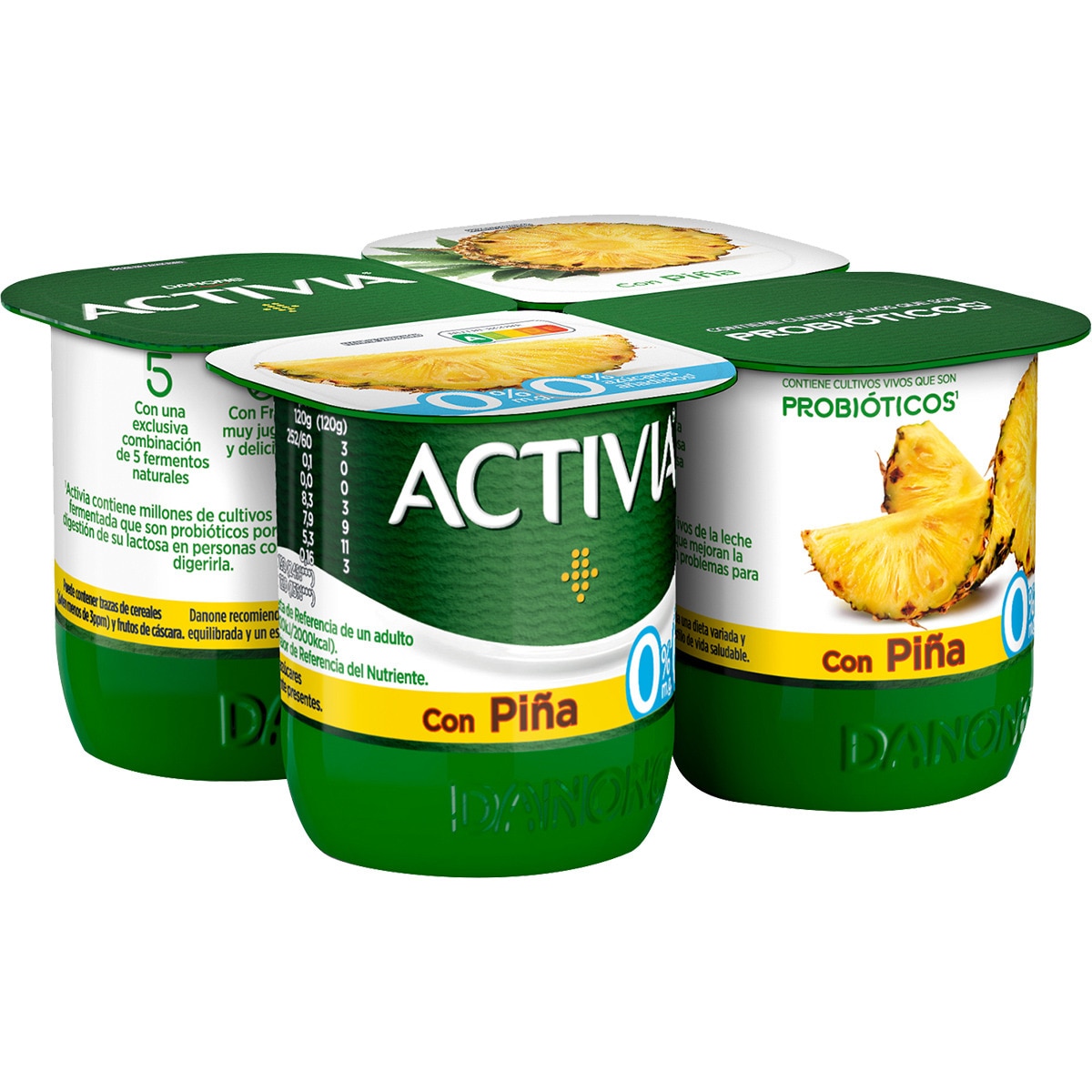 YOGUR ACTIVIA BIFIDUS 0% PIÑA PK-4 120GRS