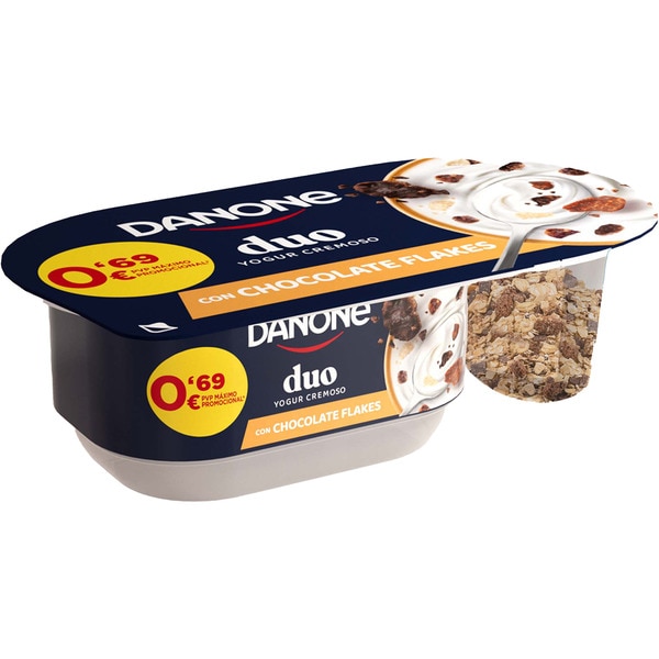 YOGUR DANONE DUO CREMOSO CHOCO FLAKES 100GR