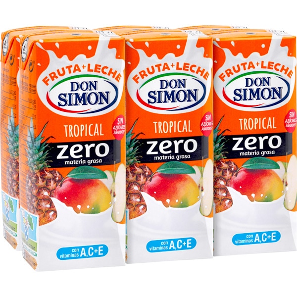 ZUMO DON SIMON TROPICAL FRUTA+LECHE ZERO PK-6 200ML